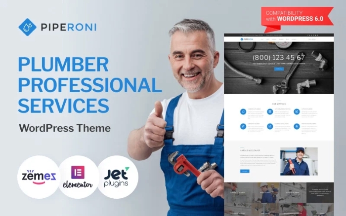 Piperoni – Plumber Services WordPress Theme 1.0.1