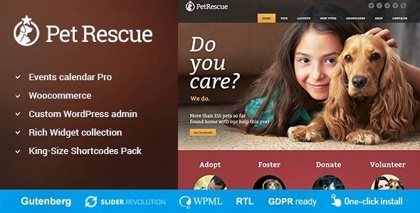 Pet Rescue – Animals and Shelter Charity WP Theme 1.3.8
