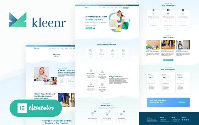 Kleenr – Cleaning Service Company Elementor 1.1.0