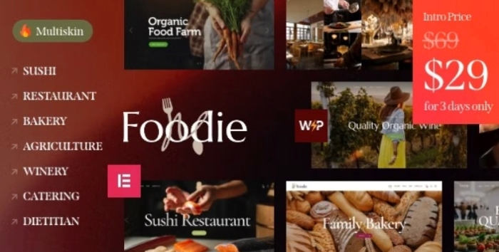 Foodie – Food & Wine Elementor Multiskin WP Theme 1.0.0