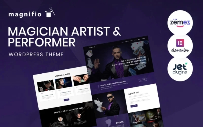 Magician Artist & Performer WordPress Theme – Magnifio 1.0.1