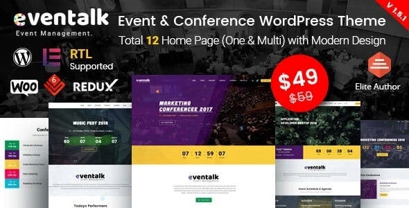 EvnTalk – Event Conference WordPress Theme 1.7.1