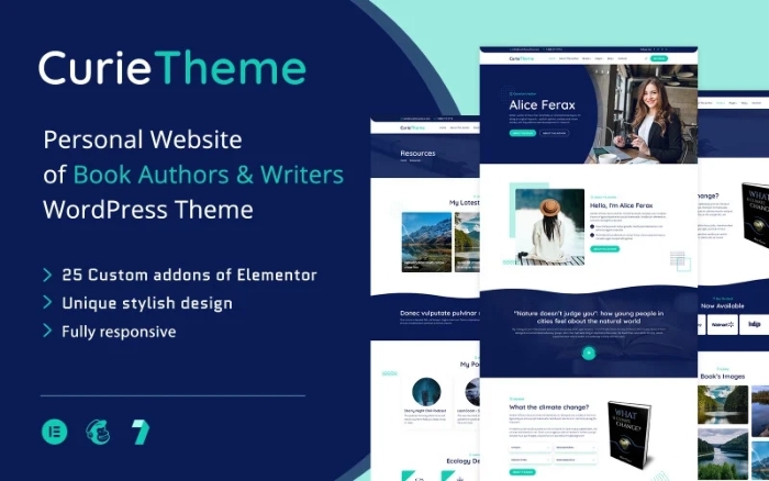 Curie – WordPress Theme For Authors And Writers 1.0.0