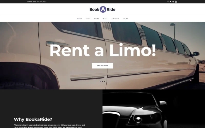BookaRide - Limousine Car Rental Services WP Theme 1.0.0