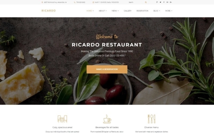 Ricardo – Gourmet Restaurant Responsive WordPress Theme 1.0.0