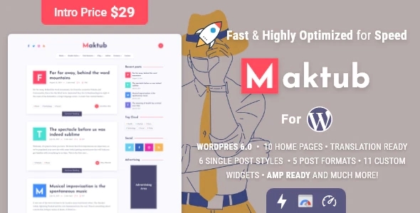 Maktub – Minimal & Lightweight Blog for WordPress 2.0.5