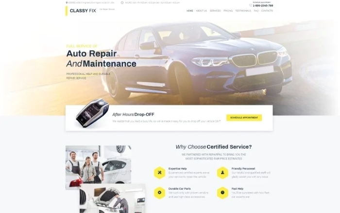 Classy Fix – Car Repair WordPress Elementor Theme 1.0.0