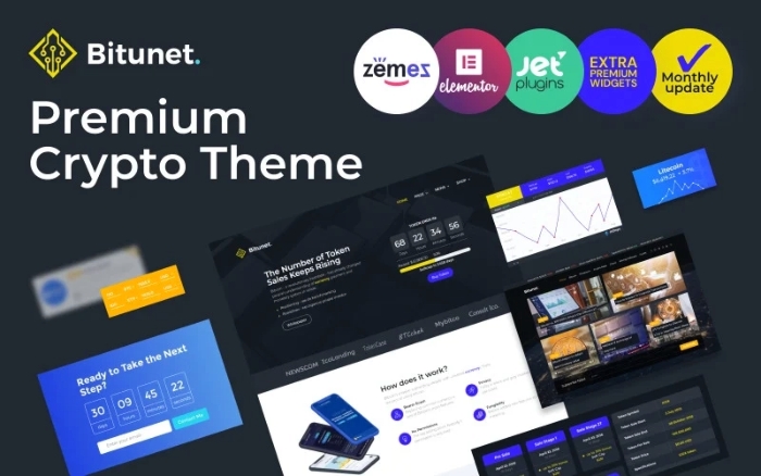 Bitunet – Cryptocurrency WordPress Elementor Theme 2.0.2