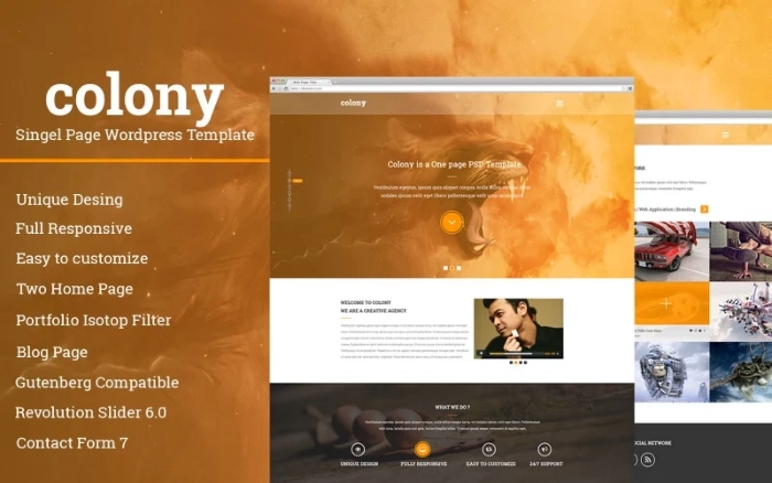 Colony Single Page WordPress Theme 2021.1