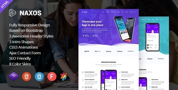 Naxos – App Landing Page WordPress Theme 1.7