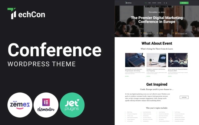 TechCon - Conference One Page Animated WordPress Elementor Theme 1.0.2