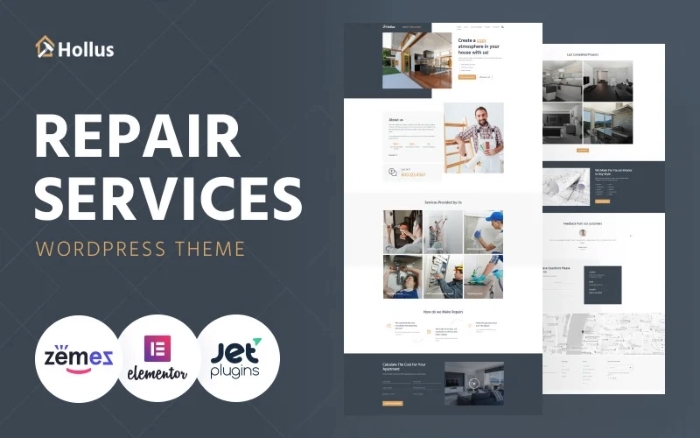 Hollus – Repair Services Multipurpose Modern WordPress Elementor Theme 1.0.1