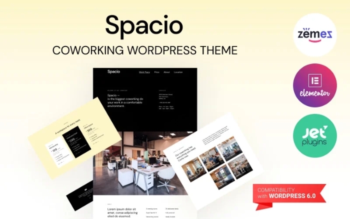 Spacio – Coworking WordPress Theme to Unite Workers 1.0.1