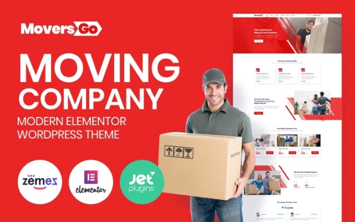 MoversGo – Moving Company Modern WordPress Elementor Theme 1.0.1