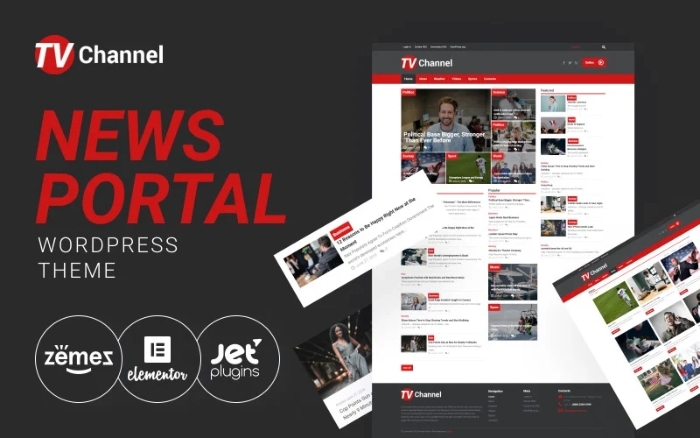 TVChannel – News Portal Modern WordPress Elementor Theme 1.0.1