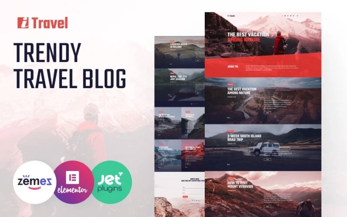 ITravel – Trendy Travel Blog Website Template for Elementor 1.2.6