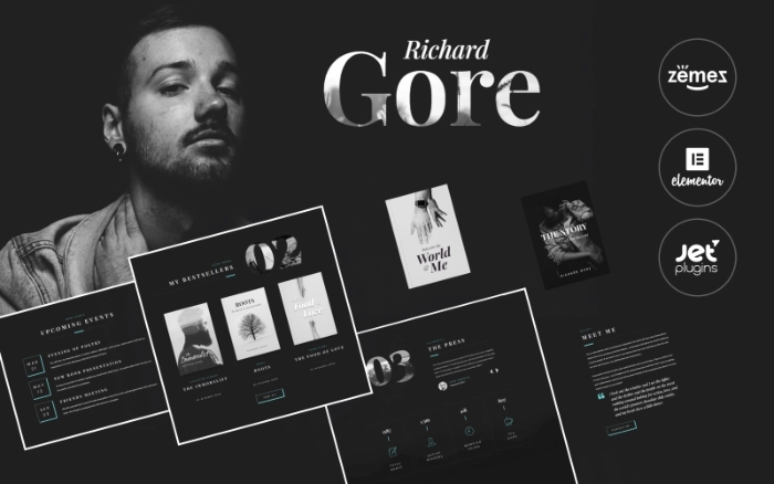 Richard Gore – Stylish Writer Portfolio Template with Elementor 1.0.1