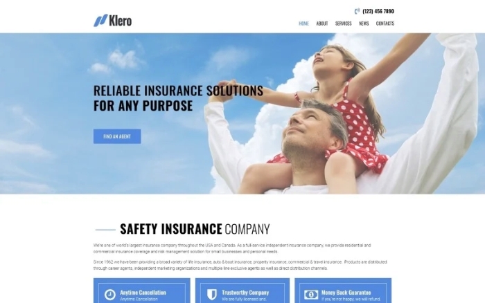 Klero – Insurance Services Multipurpose Classic WordPress Elementor Theme 1.0.0