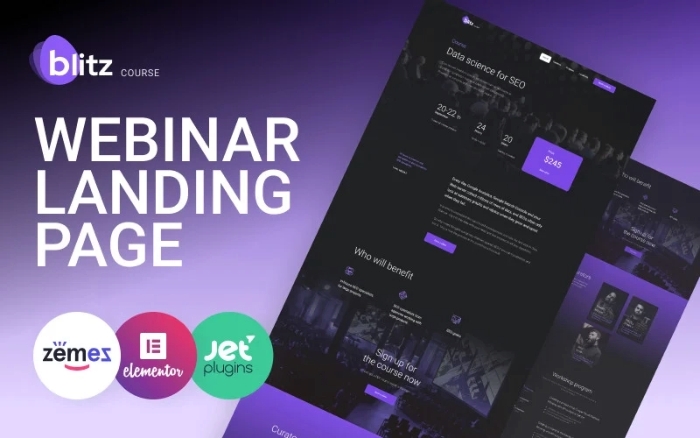 Blitz β Webinar Landing Page Template WordPress Theme 1.0.0