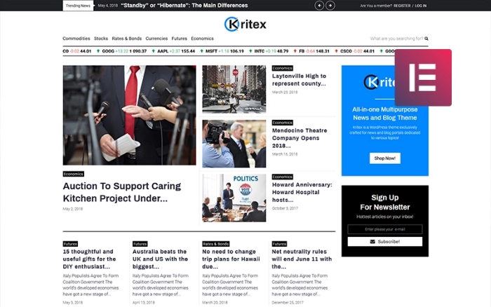 Kritex – Corporate News Blog Modern WP Elementor 1.1.0