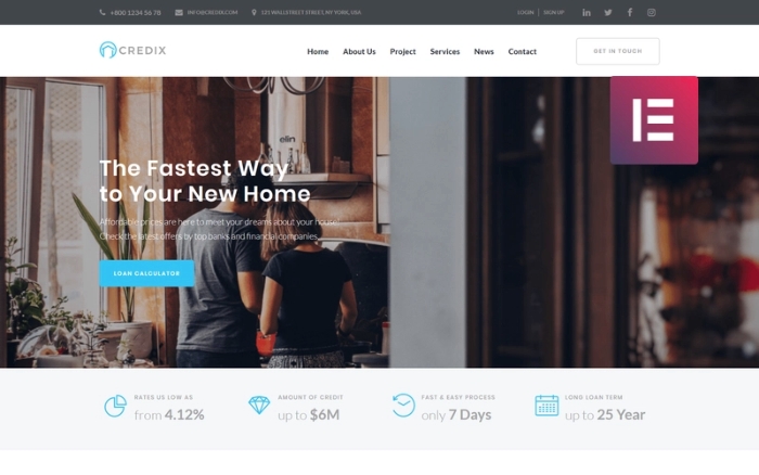 Credix – Finance Multipurpose Minimal WP Elementor 1.0.0