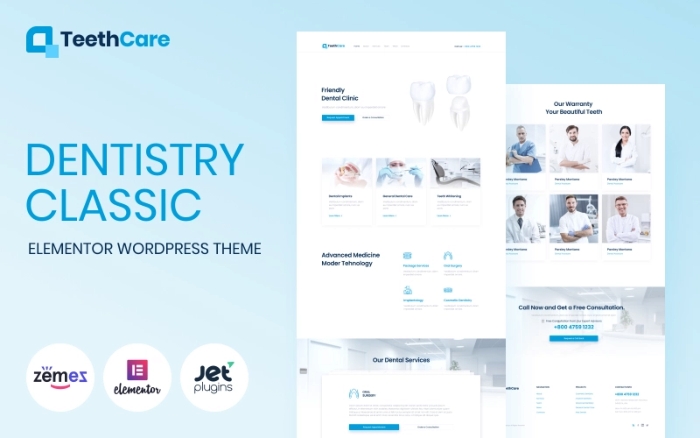 TeethCare – Dentistry Classic WordPress Elementor Theme 1.0.0