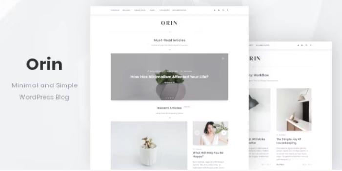 Orin – Minimal Blog For WordPress 1.0