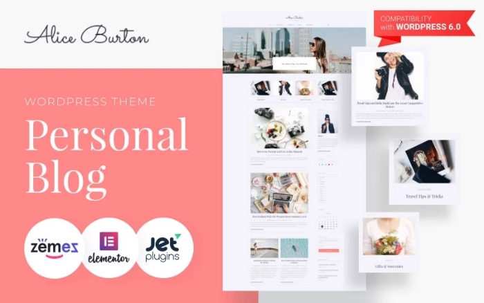 AliceBurton – Personal Blog WordPress Elementor Theme 1.0.1