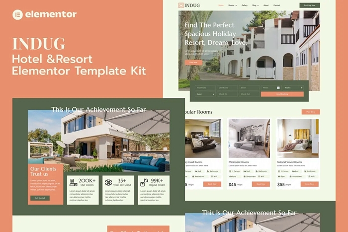 Indug - Hotel & Resort Elementor Pro Template Kit 1.0.0