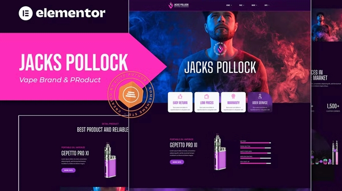 Jacks Pollock – Vape Elementor Template Kit 1.0.0