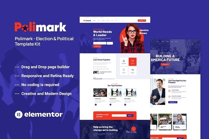 Polimark - Political Campaign & Elections Elementor Template Kit 1.0.0