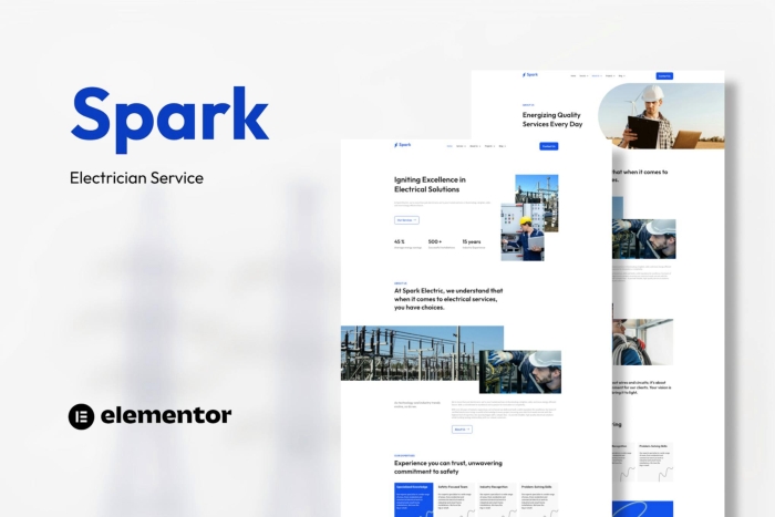 Spark – Electrician Service Elementor Template Kit 1.0.0