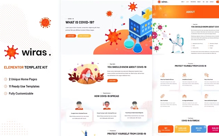 Wiras – Covid-19 Health Elementor Template Kit 1.0.0
