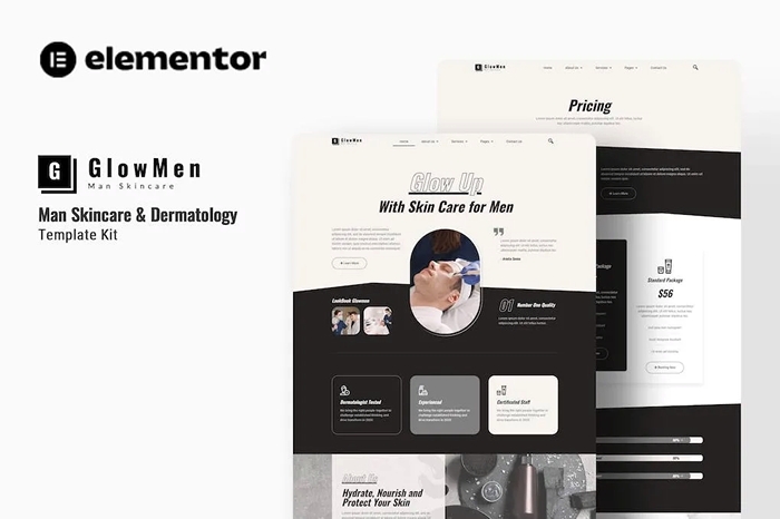 Glowmen - Men Skincare & Dermatology Elementor Template Kit 1.0.0