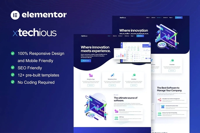 Xtechious – Saas & Digital Tech Company Elementor Template Kit 1.0.0