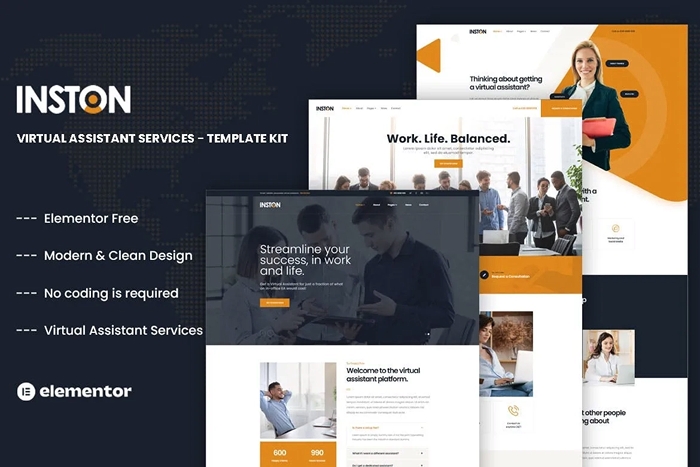 Inston – Virtual Assistant Services Elementor Template Kit 1.0.0