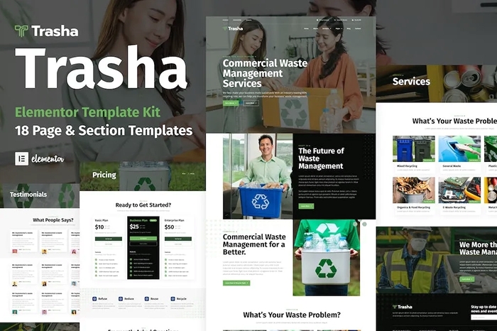 Trasha – Waste Management & Recycling Service Elementor Template Kit 1.0.0