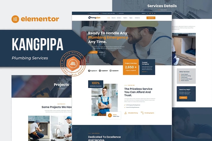 Kangpipa – Plumbing Services Elementor Template Kit 1.0.0