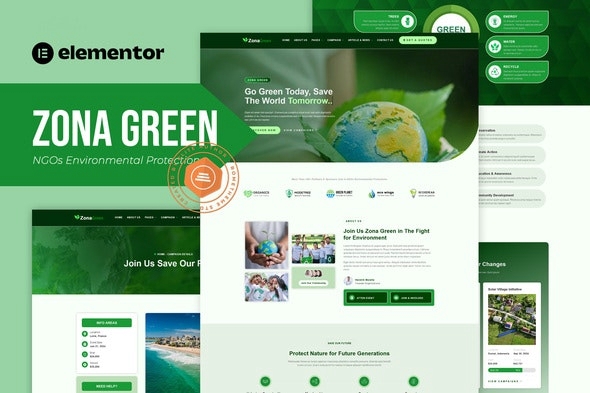Zona Green – NGOs Environmental Protection Elementor Template Kit 1.0.0