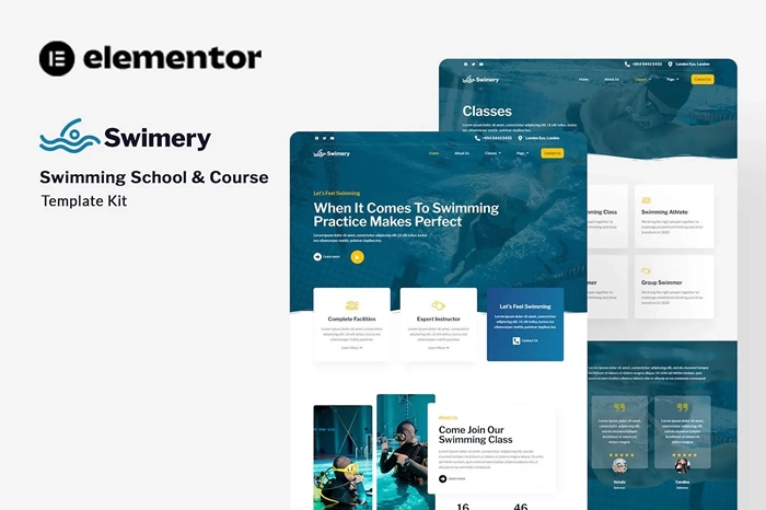Swimery – Swimming School & Course Elementor Template Kit 1.0.0