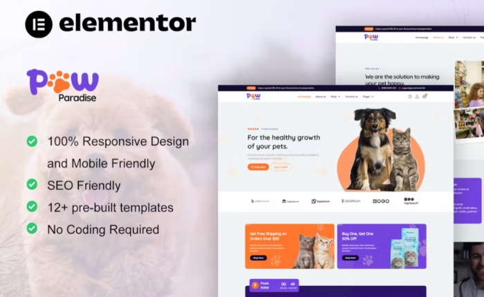 PawParadise - WooCommerce Pet Shop Elementor Template Kit 1.0.0