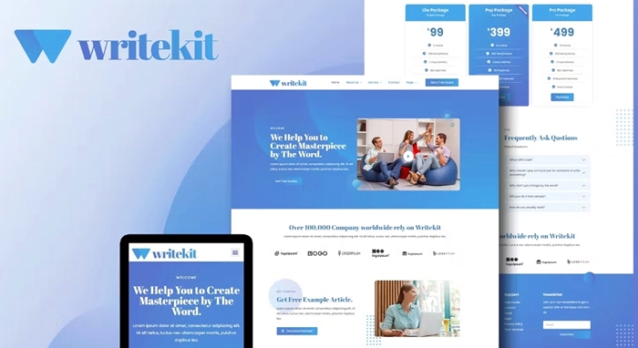 WriteKit – Content Writing Services Agency Elementor Template Kit 1.0.0