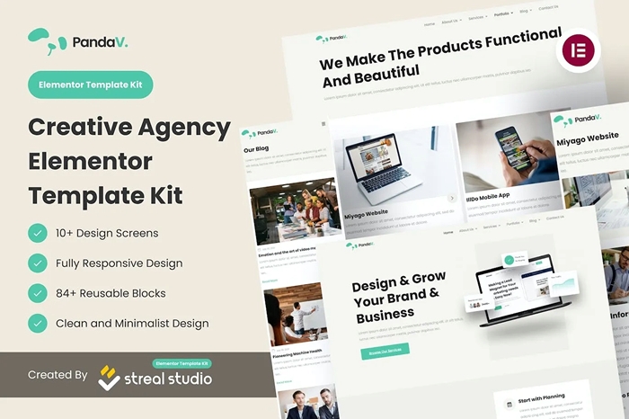 PandaV – Creative Agency Elementor Template Kit 1.0.0