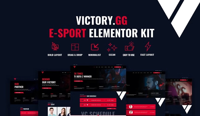 Victory – Esports & Gaming Elementor Template Kit 1.0.0