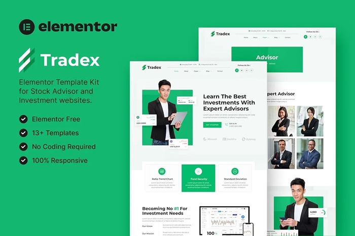 Tradex – Stock Advisor & Investment Elementor Template Kit 1.0.0