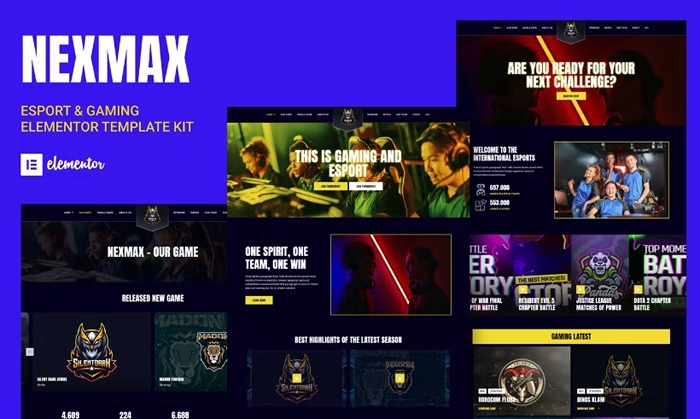 Nexmax β Esports & Gaming Elementor Template Kit 1.0.0