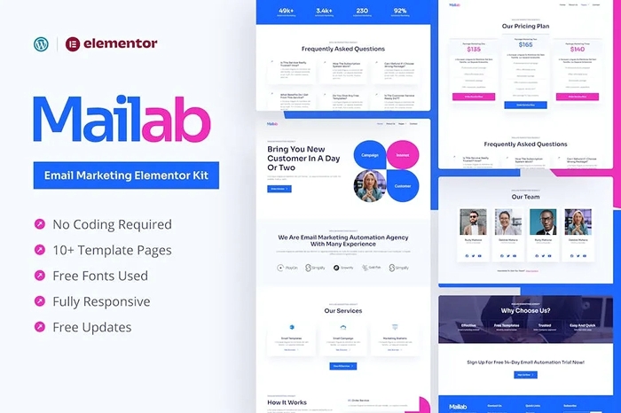 Mailab - Email Marketing Elementor Pro Template Kit 1.0.0