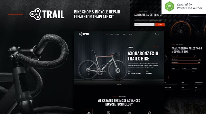 Trail – Bike Shop & Bicycle Repair Elementor Template Kit 1.0.0
