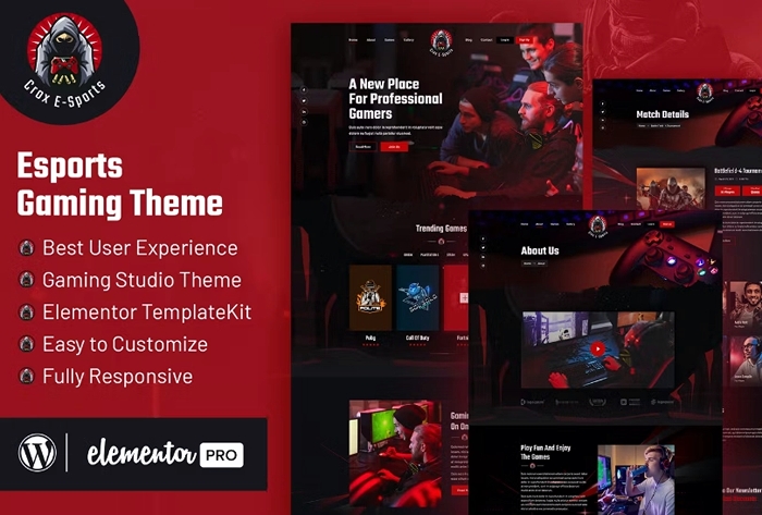 CROX – Esports & Gaming Elementor Template Kit 1.0.0