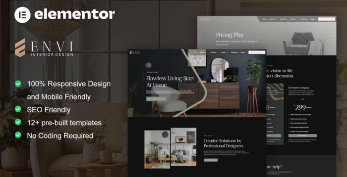 Envi – Interior Design & Architecture Elementor Template Kit 1.0.0